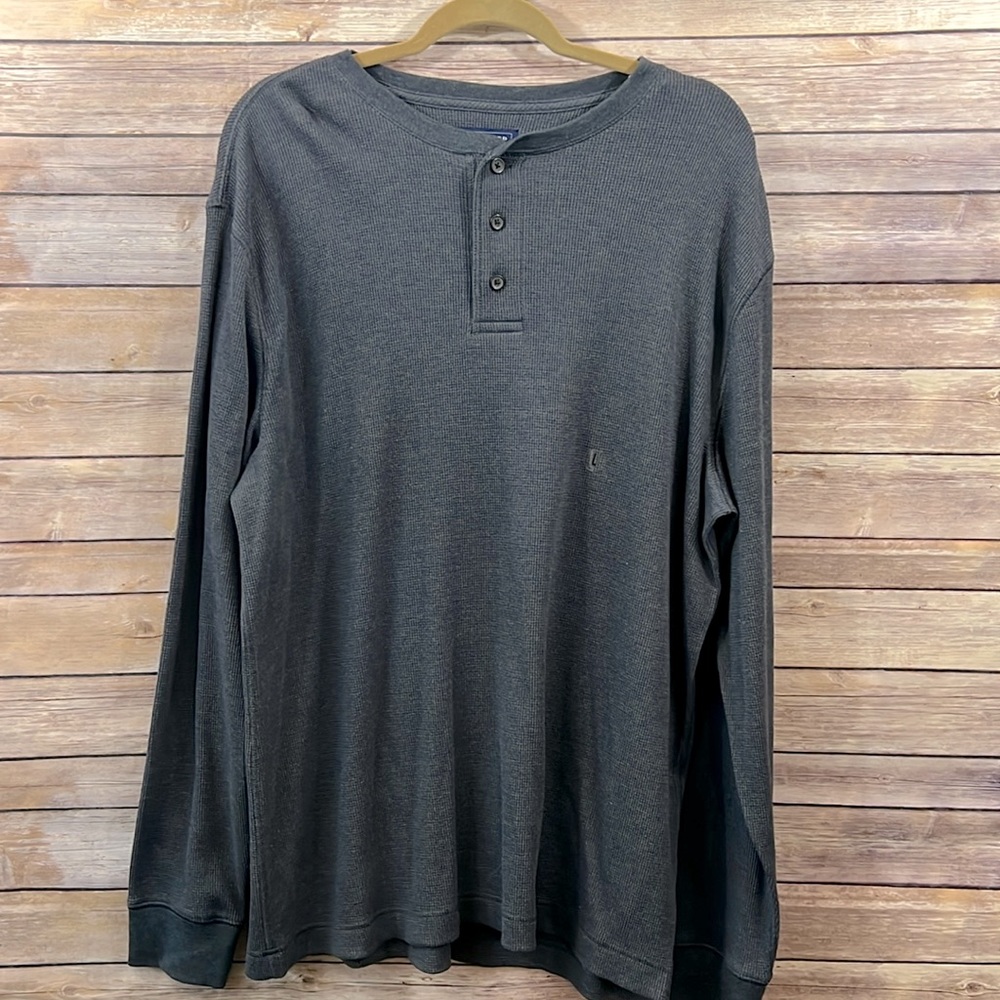 Saddlebred Charcoal Heather Blue/Gray Henley- Size L- NWT